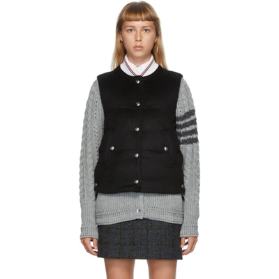 Thom Browne Black Downfill Snap Vest In 001 Black