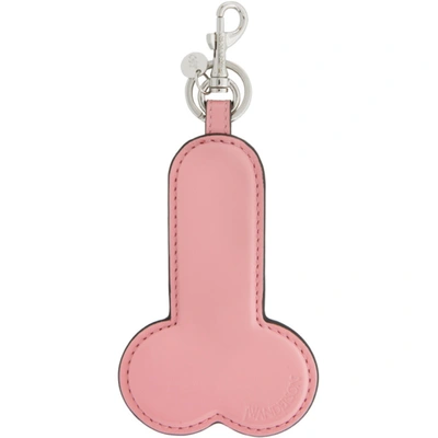 Jw Anderson Leather Logo Key Holder In Pink 300