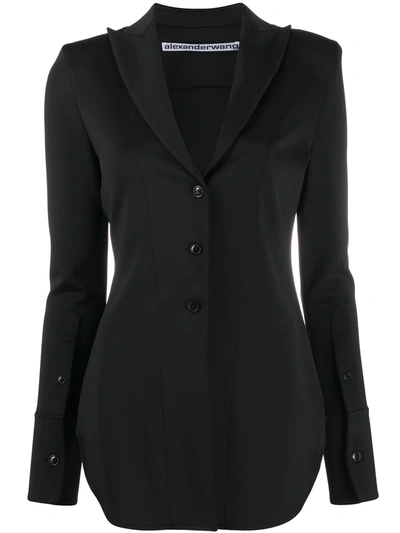 Alexander Wang Fitted Stretch Single Breast Jacket In Black