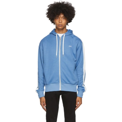Ami Alexandre Mattiussi Ami Embroidered Zipped Hoodie In Blue