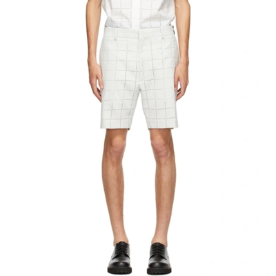 Fendi Punched Square Wool-blend Shorts In White