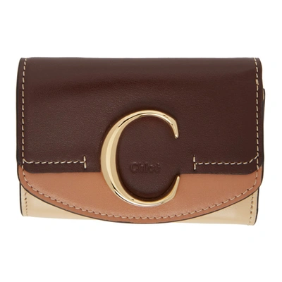 Chloé Chloe Brown Small Chloe C Tri-fold Wallet In 25d Duskybr