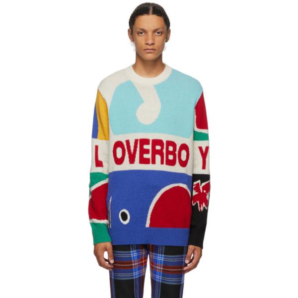 Charles Jeffrey Loverboy Multicolor Knit Logo Graphic Sweater | ModeSens