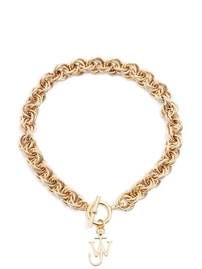 Jw Anderson Jw Anchor Pendant Choker Necklace In Gold
