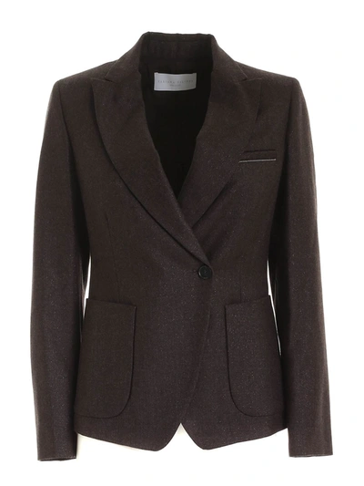 Fabiana Filippi Double-breasted Jacket In Lamé Grey In Brown