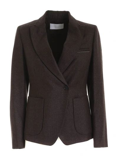 Fabiana Filippi Double-breasted Jacket In Lame In Brown