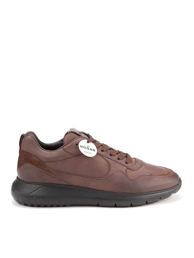 Hogan Interactive³ Leather Sneakers In Brown