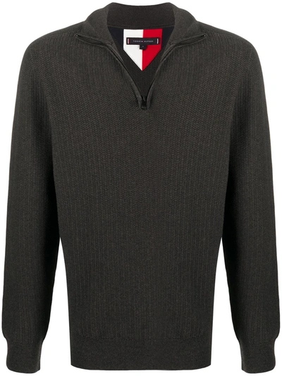 Tommy Hilfiger Zipped Turtle-neck Sweatshirt In Grey
