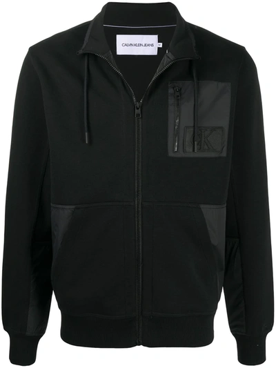 Calvin Klein Jeans Est.1978 Contrast Panel Zipped Sweater In Black