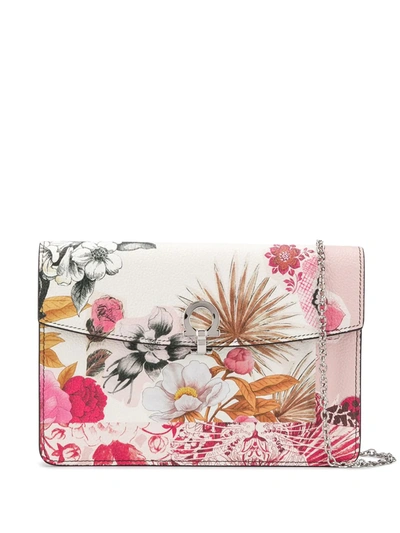 Ferragamo Floral Print Clutch Bag In Neutrals