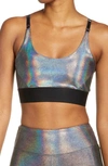 Heroine Sport Metallic Convertible Sports Bra In Slick Black