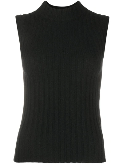 Vince Sleeveless Chunky-knit Cashmere Jumper In Black