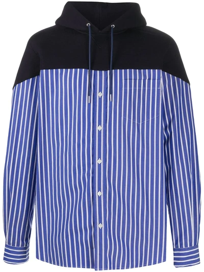 Sacai Jersey-panelled Poplin Shirt In Black