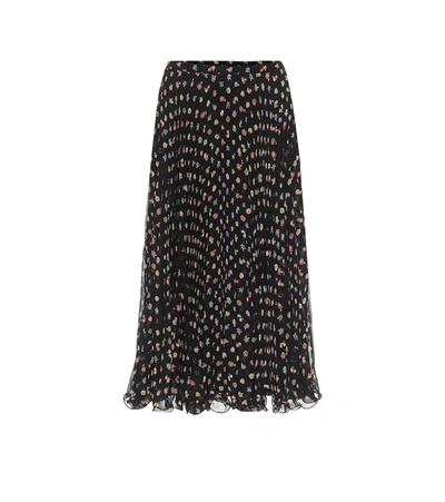 See By Chloé Floral-print Pleated Midi Skirt In Black