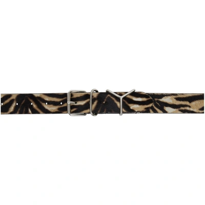 Y/project Tiger Print Calf Leather Belt