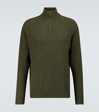 Derek Rose Cashmere Half-zipped Sweater In Green