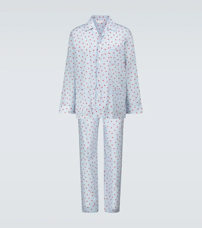 Derek Rose Printed Cotton Pajama Set In Blue