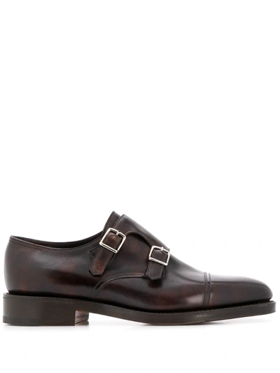 John Lobb William Buckled Monk Shoes In Dark Brown
