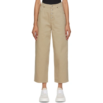 Mm6 Maison Margiela Exposed-button Straight-leg Jeans In 111 Beige