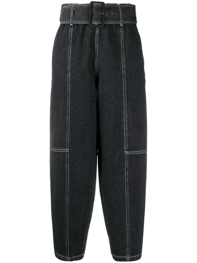See By Chloé Belted Cropped Straight-leg Jeans In Blue