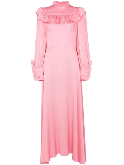 The Vampire's Wife The Firefly Ruffled Silk-blend Dress In Pink