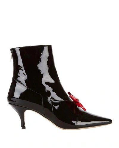Dorateymur Continental Red Bow Patent Leather Booties