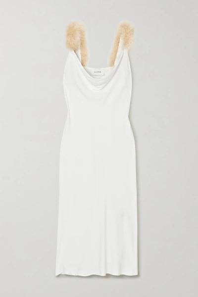 Sleeper Voulez Vous Feather Trim Slip Dress Nightgown In White
