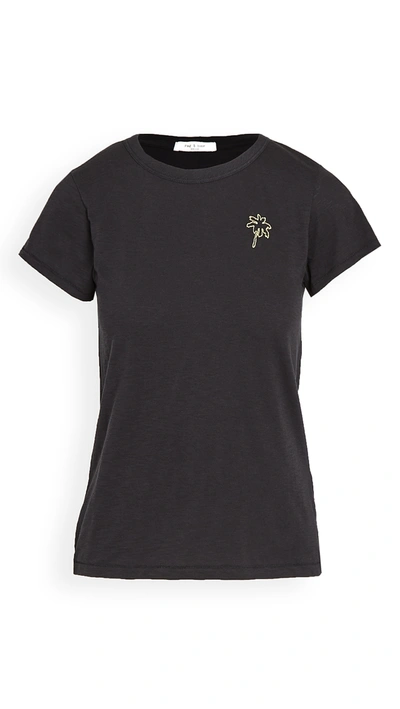 Rag & Bone Palm Tree Embroidered T-shirt In Black