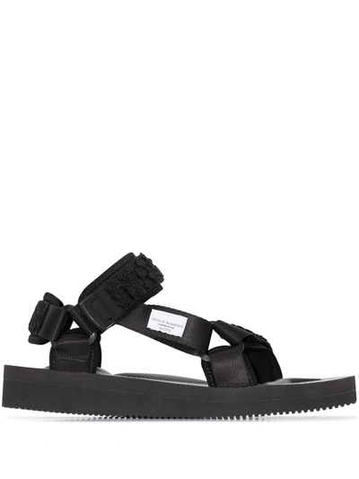 Cecilie Bahnsen X Suicoke Maria Floral Velcro-strap Sandals In Black