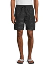 Stone Island Crinkle Stripe Shorts In Black