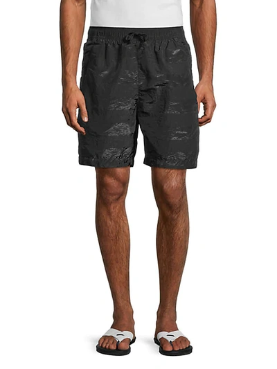 Stone Island Crinkle Stripe Shorts In Black