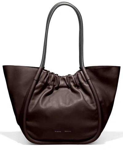 Proenza Schouler Ruched L Leather Tote In Red-drk
