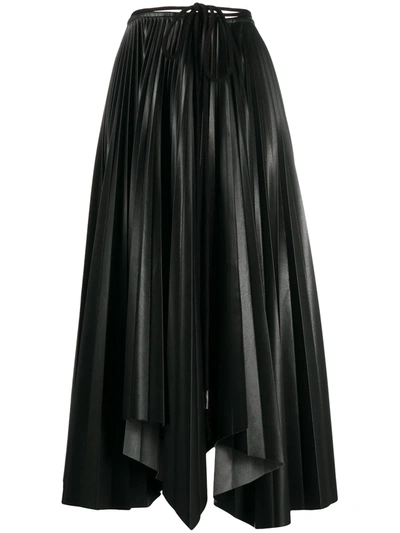 Nanushka Beeja Asymmetric Pleated Vegan Leather Wrap Skirt In Black Pattern
