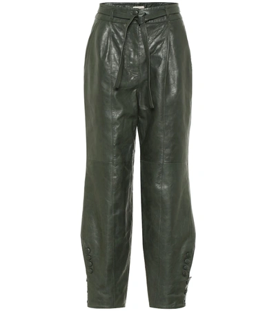 Ulla Johnson Navona High-rise Leather Pants In Green