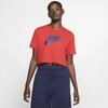 Nike Women's Sportswear Cotton Logo Cropped T-shirt In Red