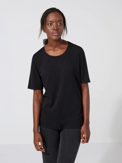 Frank + Oak Scoop-neck Raglan Tunic-tee In True Black