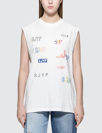 Sjyp Logo Font Sleeveless T-shirt In White