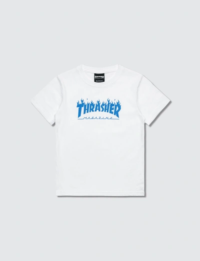 Thrasher Blue Flame Kids T-shirt In White