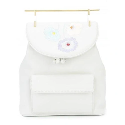 M2malletier White Embroidered Leather Backpack