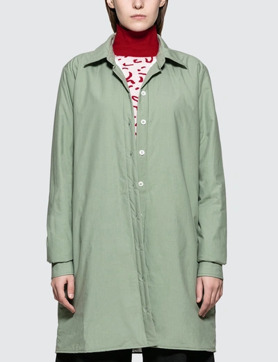 Aalto Lightly Padded Oversized Shirt With Slits In Green