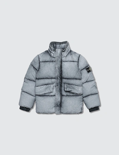 Stone Island Degrade Puffer Jacket With Packable Hoodie (kids) In Grey
