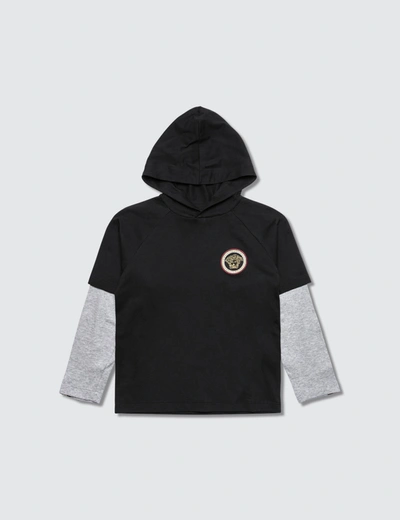 Versace Hooded L/s T-shirt With Medusa Logo (kid) In Black