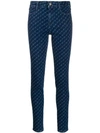 Stella Mccartney Allover Logo High Waisted Skinny Jeans In Blue