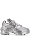 Maison Margiela Retro Fit Laminated Trainers In Silver