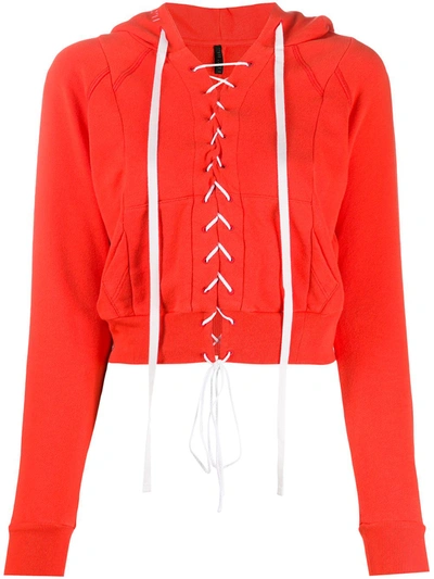 Ben Taverniti Unravel Project French Terry Lace Up Hoodie Faded Orange