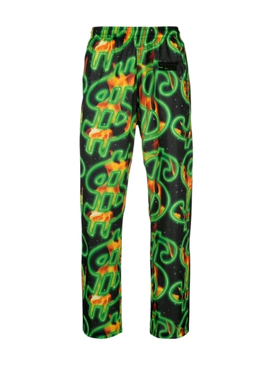 Sss World Corp Dollar Fire-print Shell Tracksuit Trousers In Green