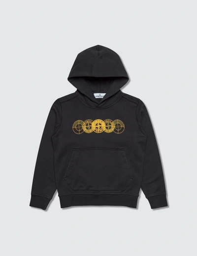 Stone Island Compass Logo Toddler Hoodie In Black