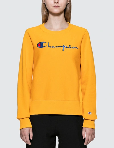 Champion Big Script Sweatshirt In Yellow