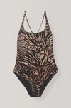 Ganni Tiger Print One Piece Swimsuit