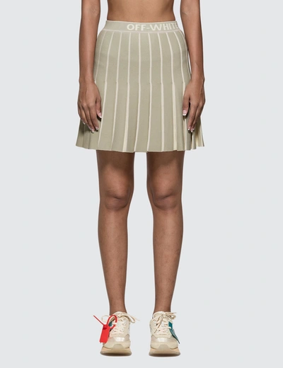 Off-white Knit Swans Mini Skirt In Beige